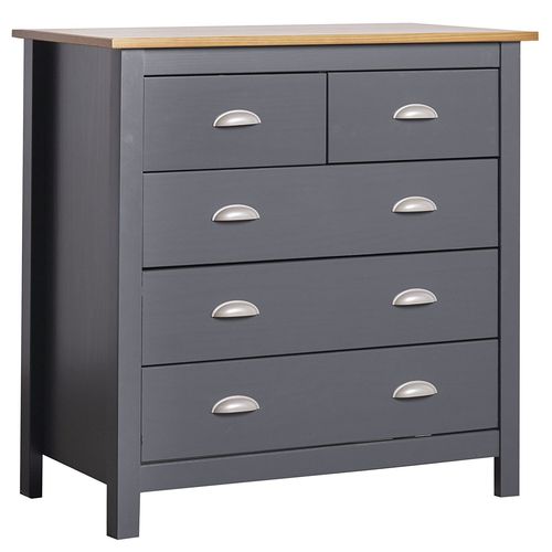 Commode 5 Tiroirs Anthracite, 79 Cm Longueur