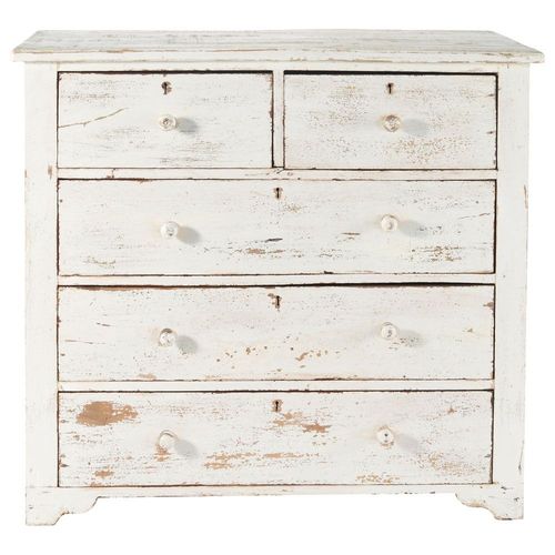 Commode En Manguier Blanche Effet Vieilli L 94 Cm