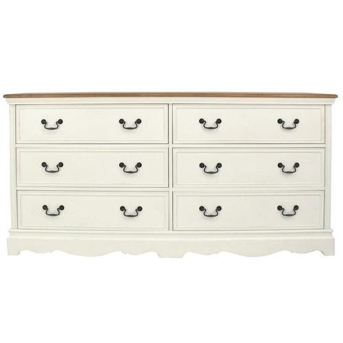 Commode Double 6 Tiroirs Crème