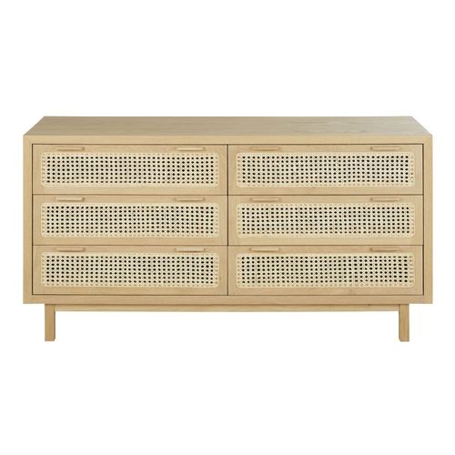 Commode Double 6 Tiroirs Et Cannage En Rotin