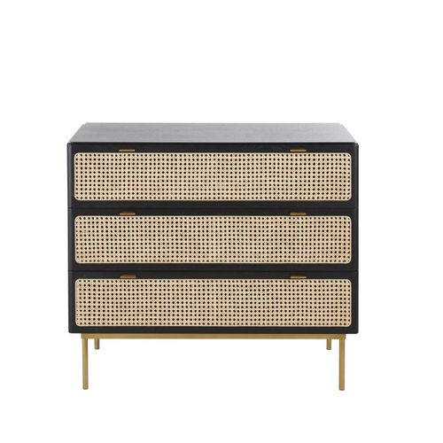 Commode 3 Tiroirs Bicolore Cannage En Rotin