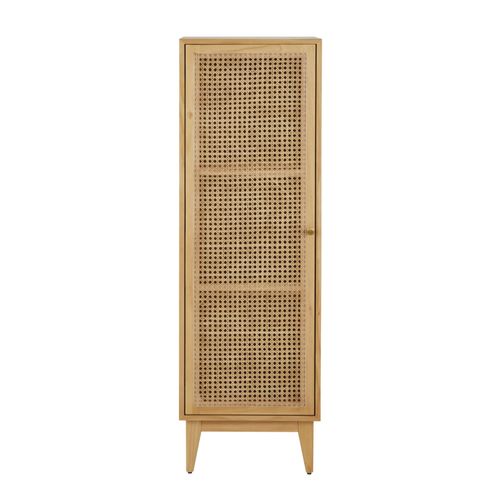 Cabinet De Rangement 1 Porte Et Rotin Tressé
