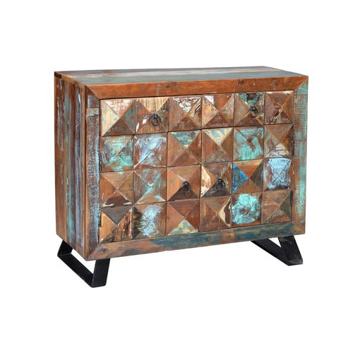 Commode En Bois Recyclé Multicolore