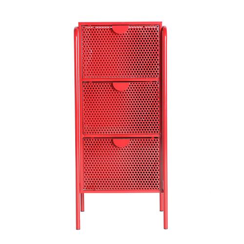 Chiffonier En Fer, De Couleur Rouge, 41x37x91 Cm