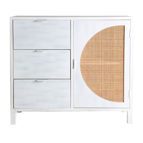 Commode En Bois De Pin, De Couleur Blanc, 90x40x80 Cm