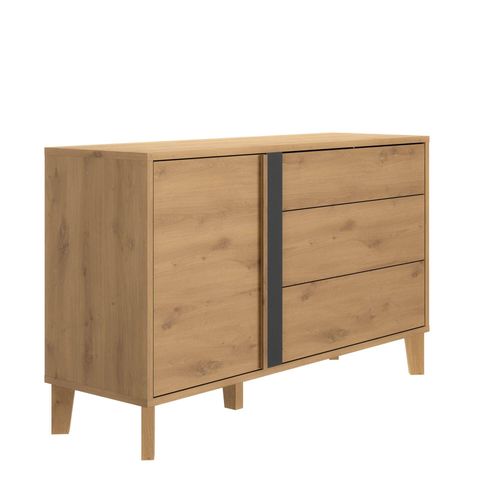 Commode 3 Tiroirs Effet Bois Clair