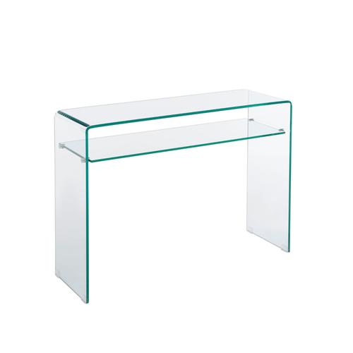 Console Verre Trempé Transparent Double Plateau