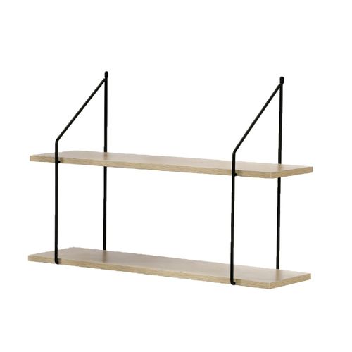 Étagère Murale 2 Niveaux Décor Bois L60 Cm