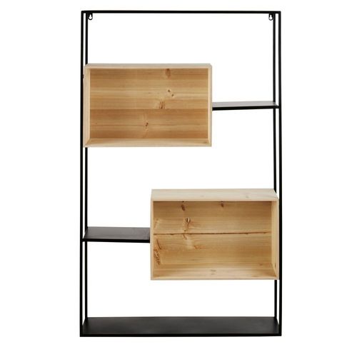 Etagère En Métal Noir Avec 2 Caisses