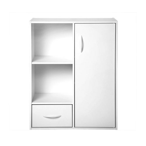 Étagère De Rangement 2 Cases 1 Tiroir 1 Porte Effet Bois - L62 X H80cm