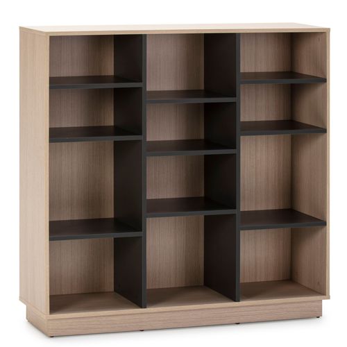 Étagère Bibliothèque 110x110 Cm, Couleur Chêne Et Gris