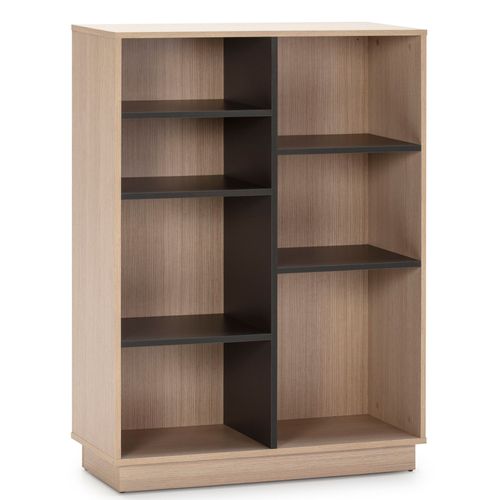 Étagère Bibliothèque 110x80 Cm, Couleur Chêne Et Gris