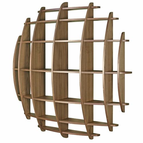 Etagère Demi Lune Effet Bois Plaquage Noyer
