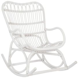 Fauteuil À Bascule Rotin Blanc Mat 110x91cm