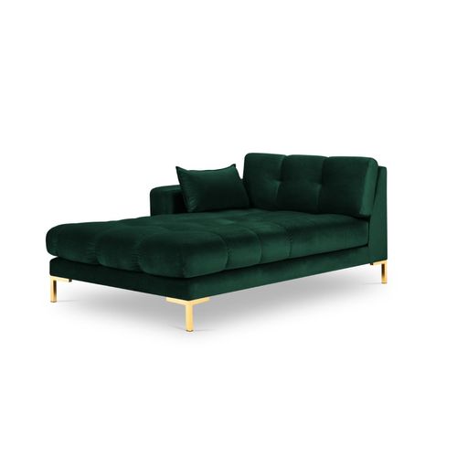 Méridienne Gauche 1 Place En Tissu Velours Vert Bouteille