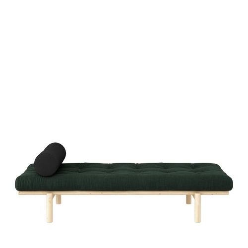 Méridienne En Bois Naturel Et Tissu Vert Forêt