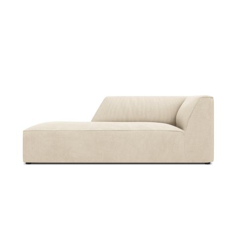 Méridienne Gauche 1 Place En Tissu Velours Côtelé Beige Clair