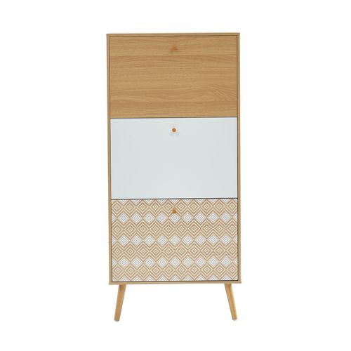 Meuble A Chaussures Motifs Et Effet Bois Et Chêne 3 Portes 60cm