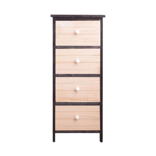 Chiffonnier Vintage À 4 Tiroirs En Bois Blanc Et Gris