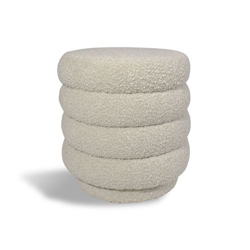 Pouf Pivotant Tissu En Bouclette Beige
