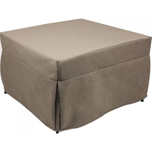 Pouf Convertible En Lit En Tissu Gris Tourterelle