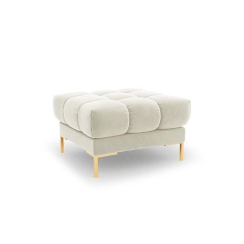 Pouf 1 Place En Tissu Velours Beige Clair
