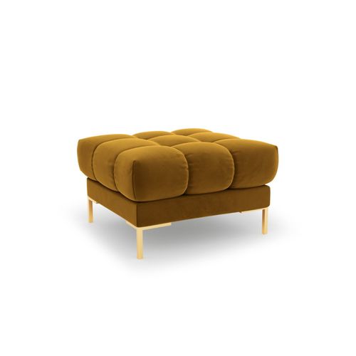 Pouf 1 Place En Tissu Velours Jaune