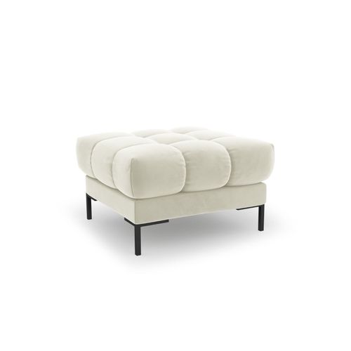 Pouf 1 Place En Tissu Velours Beige Clair