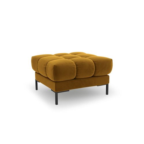 Pouf 1 Place En Tissu Velours Jaune