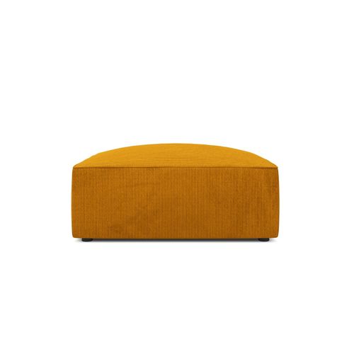 Pouf 1 Place En Tissu Velours Côtelé Jaune