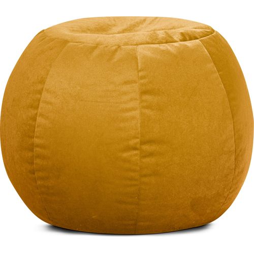 Pouf Rond Confort Aspect Velours Moutarde 75x50cm