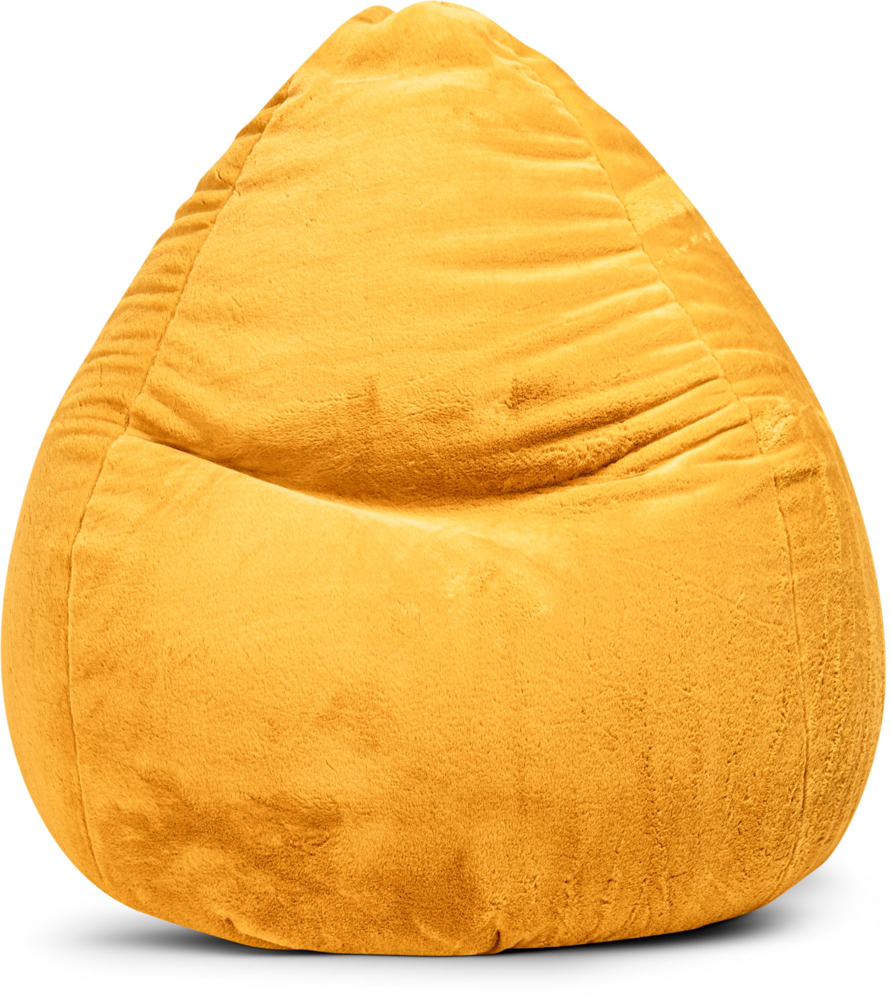 Pouf Poire Xxl D'intérieur Fourrure Douce Moutarde 80x130cm