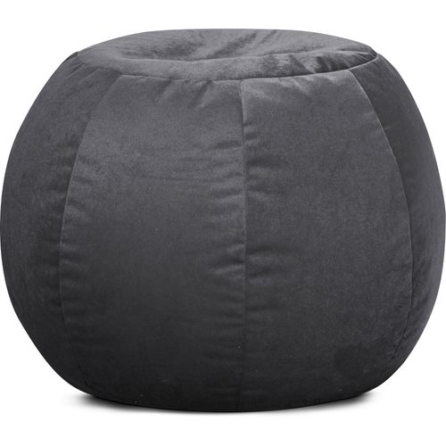 Pouf Rond Confort Aspect Velours Anthracite 75x50cm