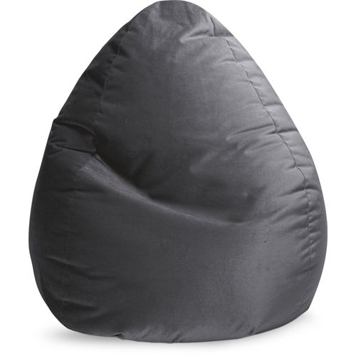 Pouf Poire Xxl D'intérieur Aspect Velours Anthracite 80x130cm