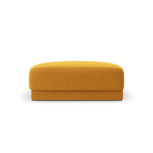 Pouf 1 Place En Tissu Velours Jaune