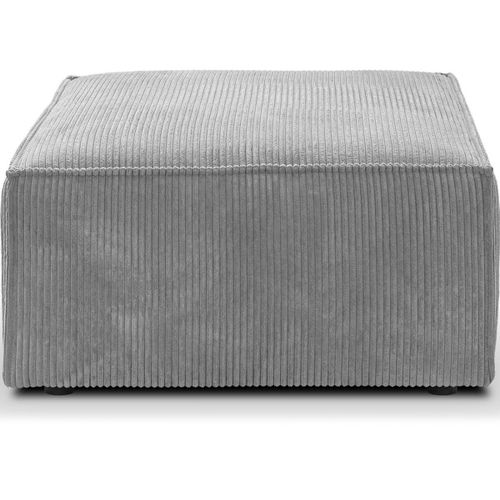 Pouf En Velours Côtelé Gris Clair