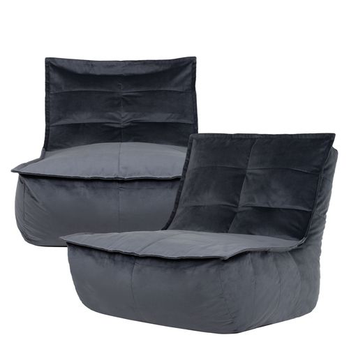 Pouf Modulable Sofa Velours, 2 Pièces, Gris Anthracite