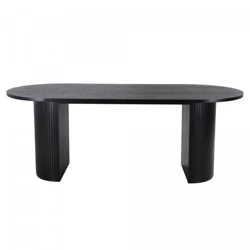 Table À Manger 200cm Ovale En Bois Pieds Design Noir