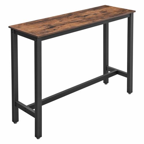 Table De Bar Cuisine Effet Bois Marron Rustique Et Noir