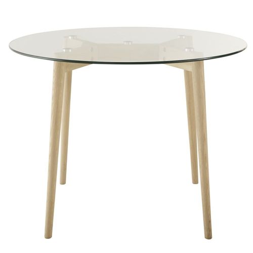 Table À Manger Ronde 4 Personnes En Verre Et Chêne D90