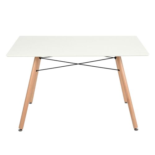 Table À Manger Blanc Rectangulaire Scandinave Pied En Bois 110*70cm