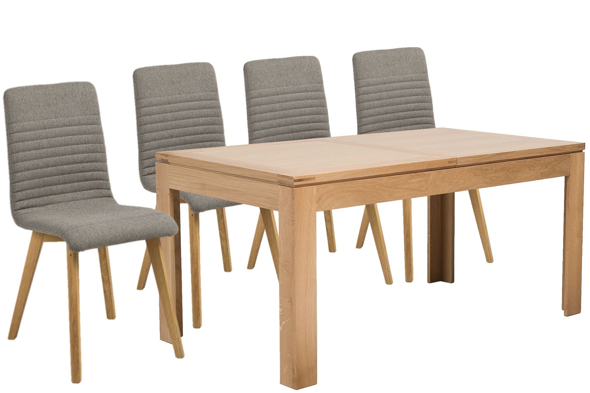 Table Rectangulaire À Rallonges L160/240 + 4 Chaises Scandinaves