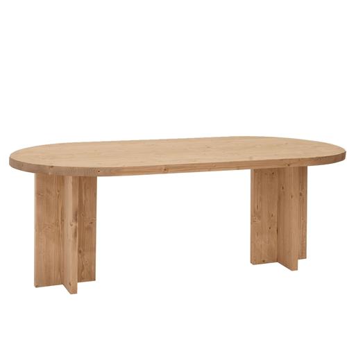 Table À Manger Ovale En Bois De Sapin Marron Clair 160x78cm