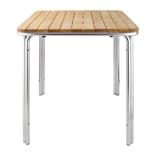 Table Carrée En Frêne Et Aluminium Gris 72x70x70 Cm