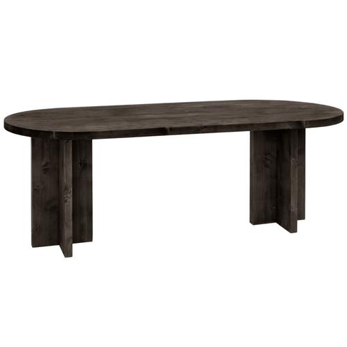 Table À Manger Ovale En Bois De Sapin Noir 160x78cm