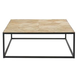Table Basse Marquetée En Orme Recyclé Et Métal Noir