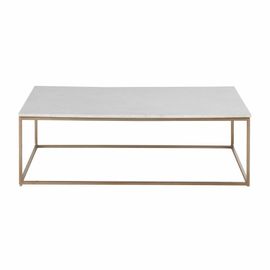 Table Basse En Marbre Blanc Et Métal Coloris Laiton