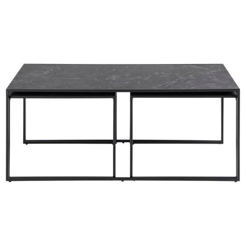 Set De 3 Tables Basses Gigognes Effet Marbre Noir