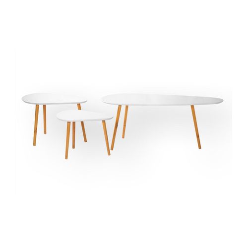 Set De 3 Tables Gigognes Blanc Et Bois