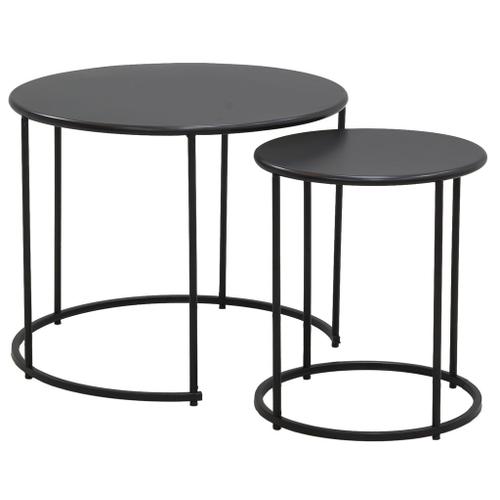 Tables Basses En Métal Teinté Noir (Lot De 2)